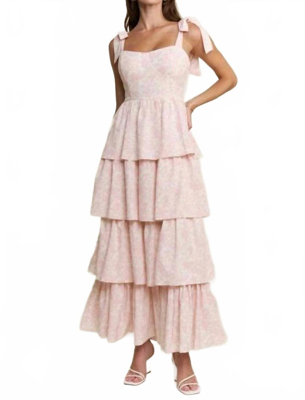 NEW J.NNA floral print tiered midi dress in pink